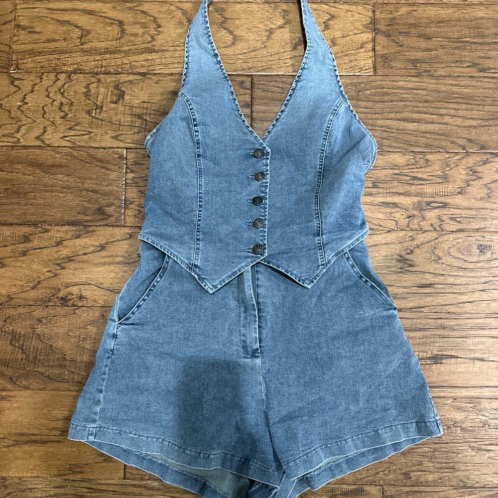 Blue Denim Romper size small